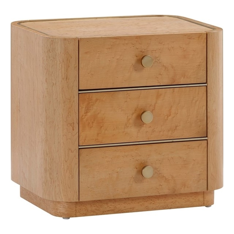 Pemberly Row Handmade Contemporary Natural Birdseye Maple Nightstand