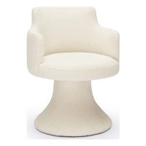 Pemberly Row Contemporary Cream Performance Boucle Swivel Dining Chair