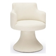 Pemberly Row Contemporary Cream Performance Boucle Swivel Dining Chair