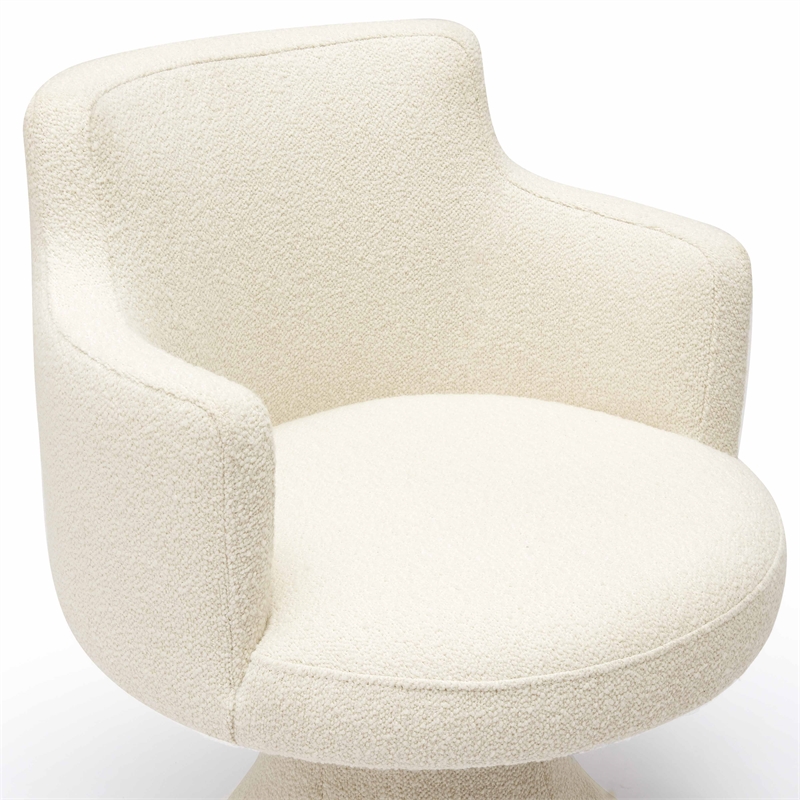Pemberly Row Contemporary Cream Performance Boucle Swivel Dining Chair