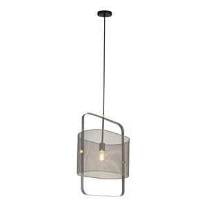 Pemberly Row 25&quotH Large Transitional Iron Metal Pendant in Gray