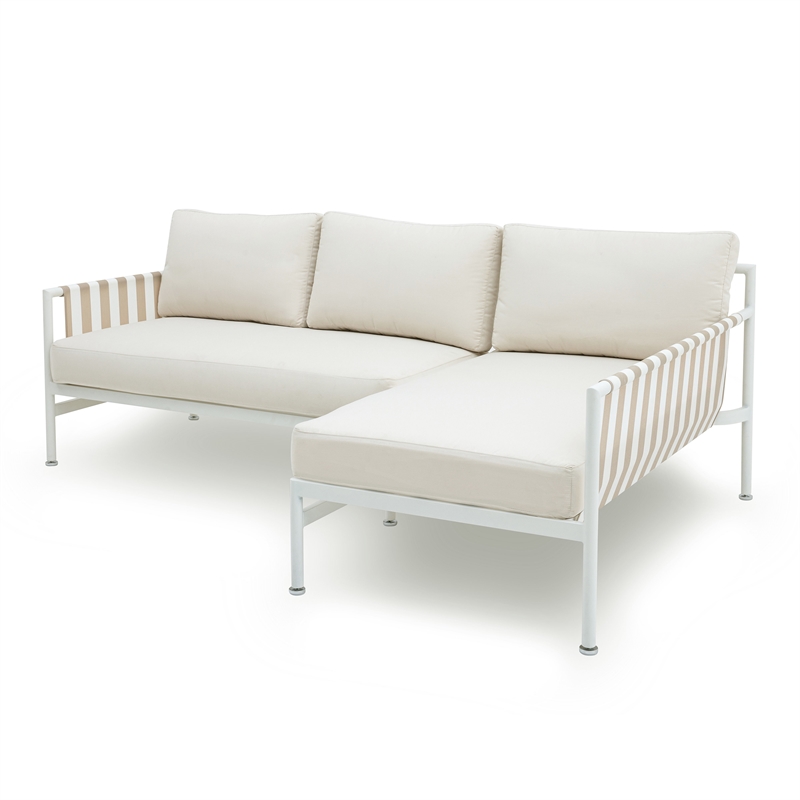 Pemberly Row Handmade Contemporary Cream Outdoor Sectional - RAF
