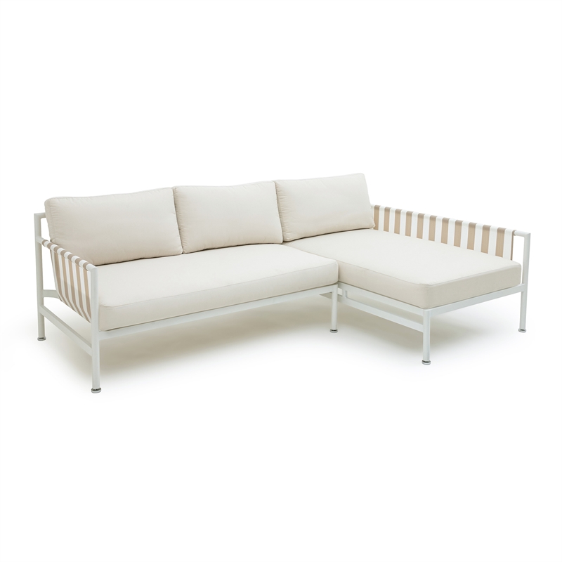 Pemberly Row Handmade Contemporary Cream Outdoor Sectional - RAF
