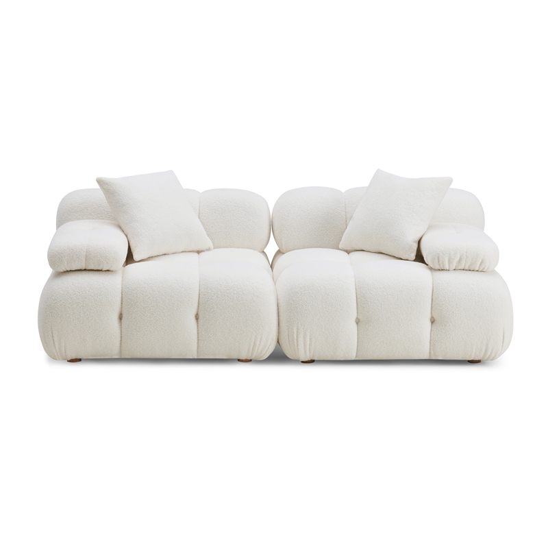 Pemberly Row Transitional Cream Vegan Shearling Modular Loveseat