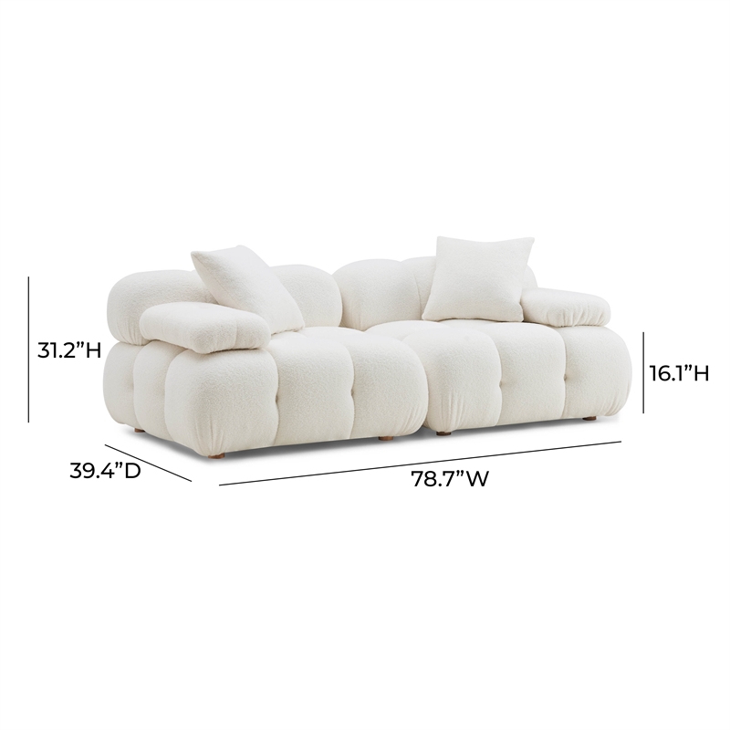 Pemberly Row Transitional Cream Vegan Shearling Modular Loveseat