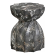 Pemberly Row Indoor / Outdoor Faux Marble & Stone Stool in Black