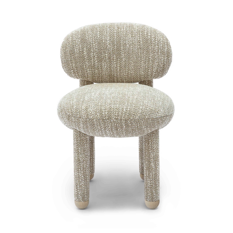 Pemberly Row Contemporary Beige Knubby Performance Fabric Side Chair
