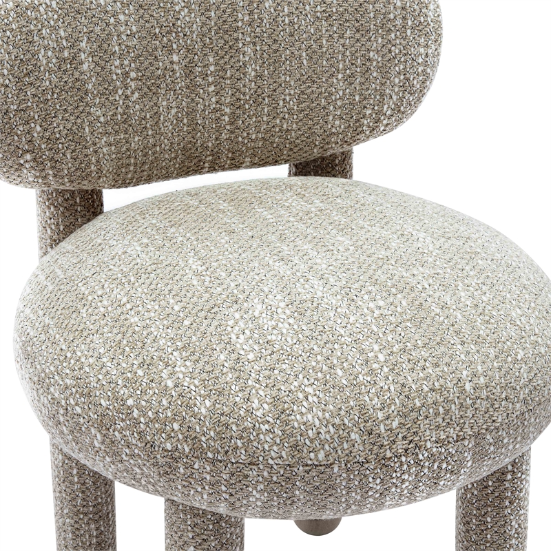 Pemberly Row Contemporary Beige Knubby Performance Fabric Side Chair