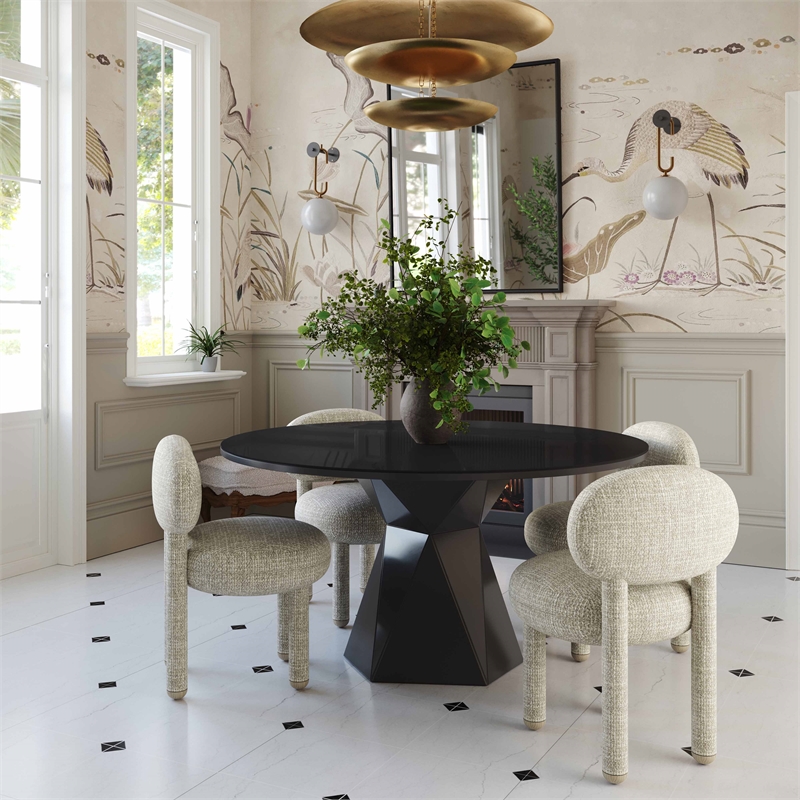 Pemberly Row Contemporary Beige Knubby Performance Fabric Side Chair