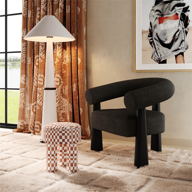 Pemberly Row Contemporary Black Performance Boucle Accent Chair