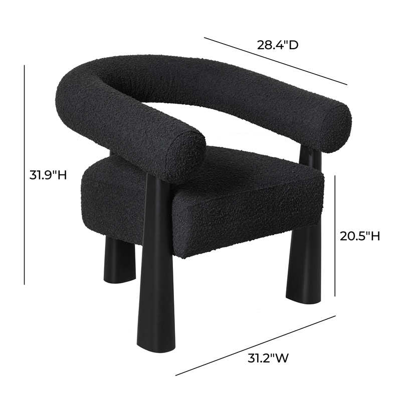 Pemberly Row Contemporary Black Performance Boucle Accent Chair