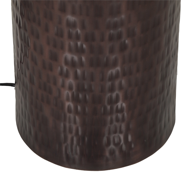 Pemberly Row Contemporary Boucle & Hammered Bronze Metal Floor Lamp