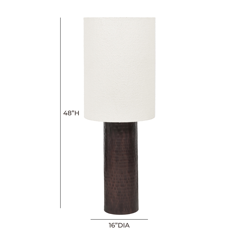 Pemberly Row Contemporary Boucle & Hammered Bronze Metal Floor Lamp