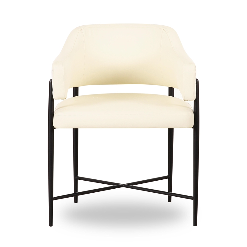 Pemberly Row Cream Vegan Leather and 2-Tone Jacquard Dining Chair