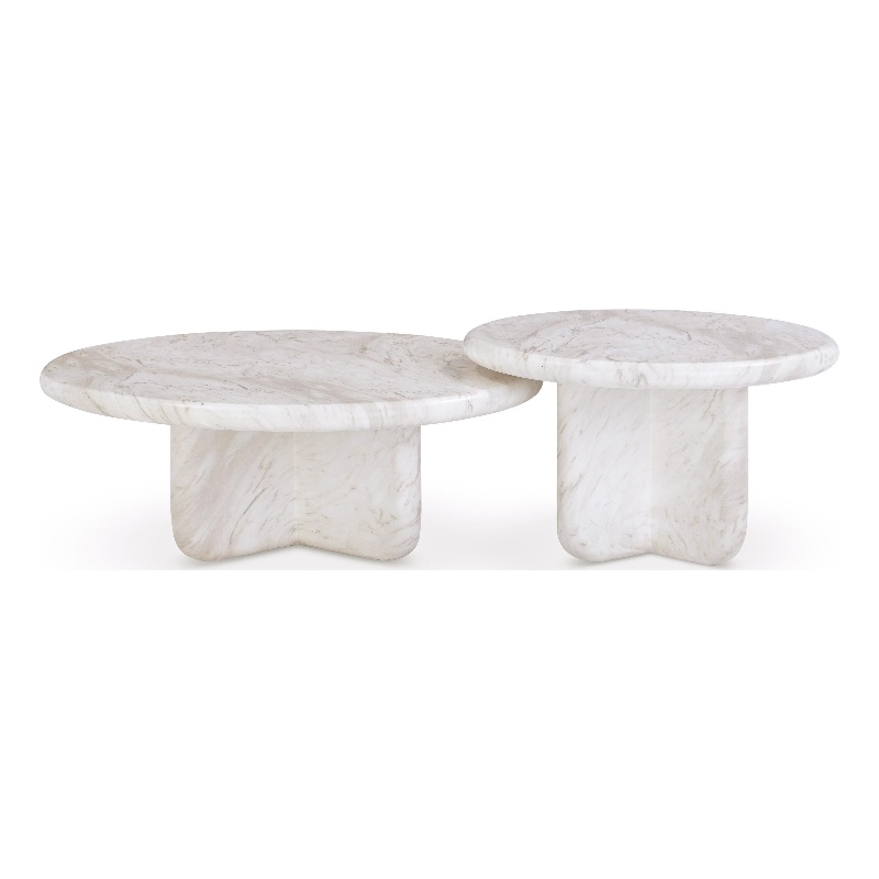 Pemberly Row Contemporary Nesting Indoor/Outdoor Marble Coffee Tables