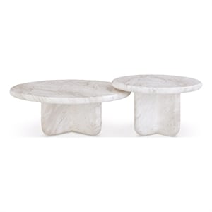 Pemberly Row Contemporary Nesting Indoor/Outdoor Marble Coffee Tables
