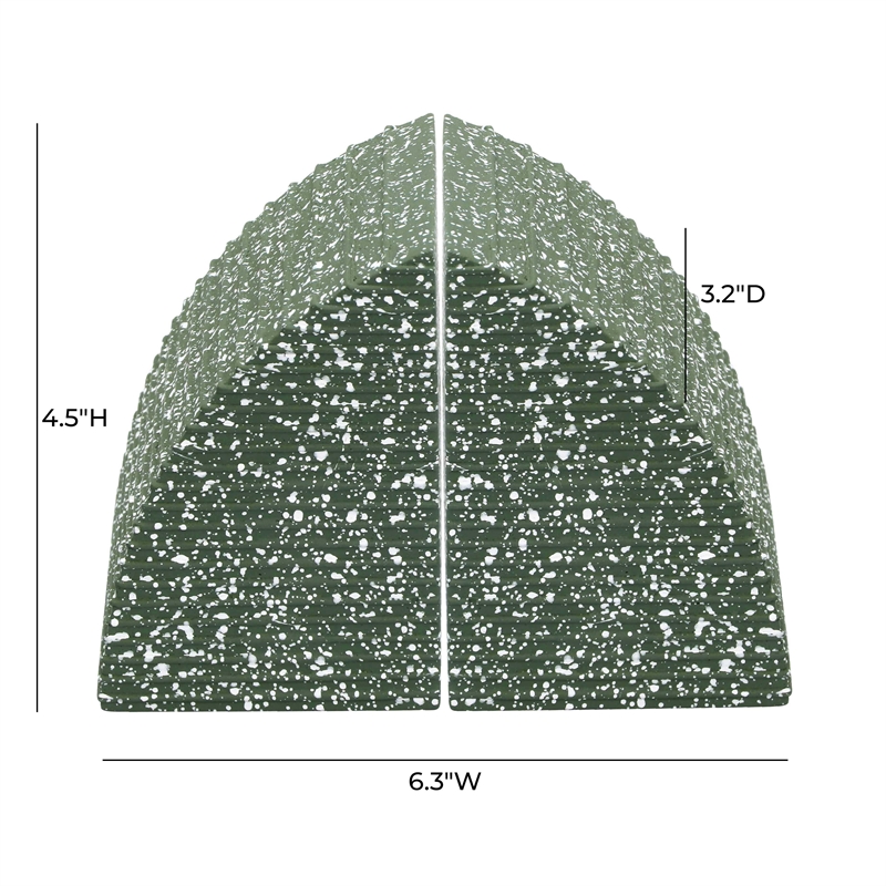 Pemberly Row Modern Transitional Handcrafted Green Arc Bookends