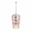 Pemberly Row Handmade Transitional Pink Acrylic 3-Tier Chandelier