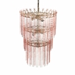 Pemberly Row Handmade Transitional Pink Acrylic 3-Tier Chandelier