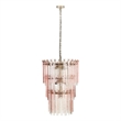 Pemberly Row Handmade Transitional Pink Acrylic 3-Tier Chandelier