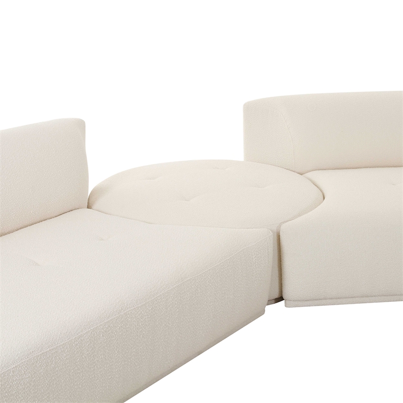 Pemberly Row Transitional Cream Boucle 3-Piece Modular Sectional
