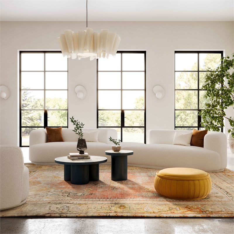 Pemberly Row Transitional Cream Boucle 3-Piece Modular Sectional