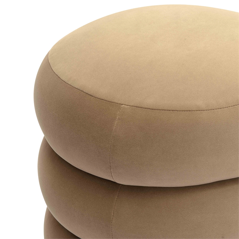 Pemberly Row Contemporary Dense Foam Cushion Taupe Velvet Ottoman