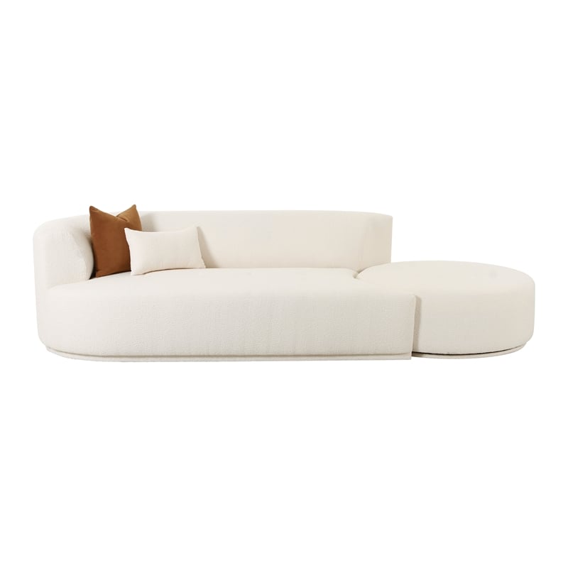 Pemberly Row Cream Boucle 2-Piece Chaise Modular Left-Arm Facing Sofa