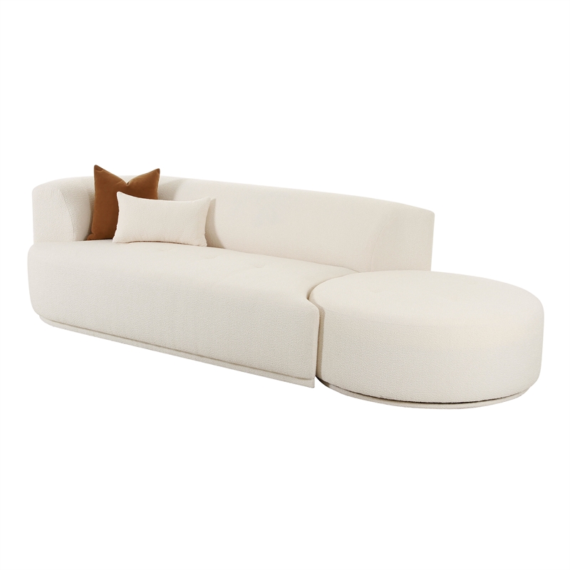 Pemberly Row Cream Boucle 2-Piece Chaise Modular Left-Arm Facing Sofa