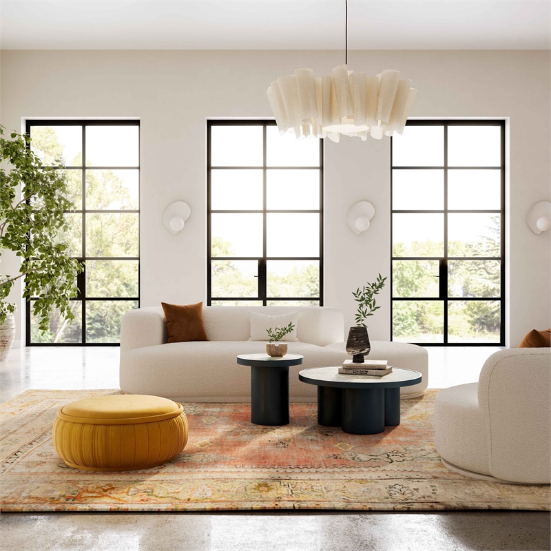 Pemberly Row Cream Boucle 2-Piece Chaise Modular Left-Arm Facing Sofa