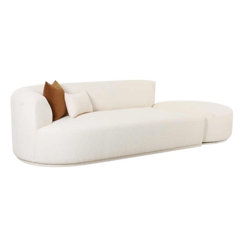 Pemberly Row Cream Boucle 2-Piece Chaise Modular Left-Arm Facing Sofa