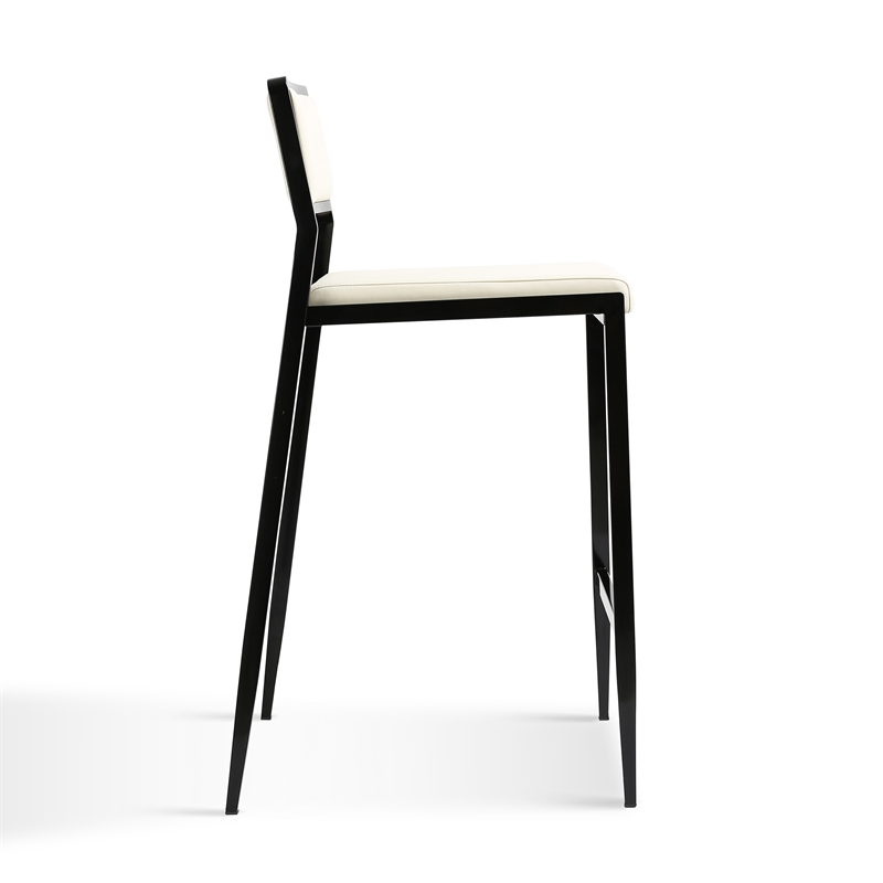 Pemberly Row Cream Performance Vegan Leather Stackable Stool - Set of 2