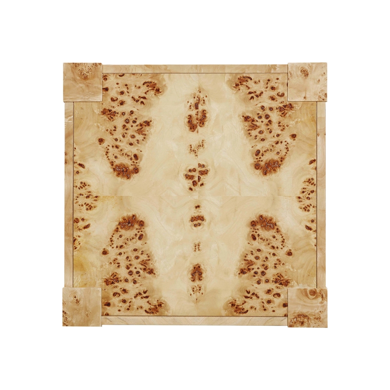Pemberly Row Engineered Wood Burl End Table in Natural Brown