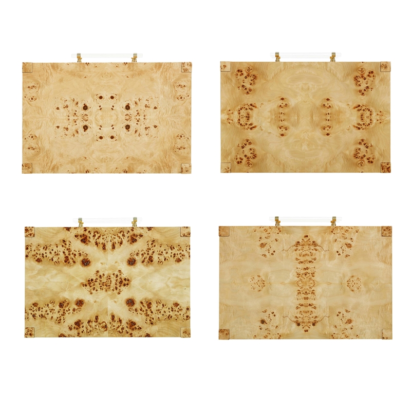Pemberly Row Engineered Wood Burl End Table in Natural Brown