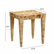 Pemberly Row Engineered Wood Burl End Table in Natural Brown