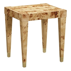 Pemberly Row Engineered Wood Burl End Table in Natural Brown