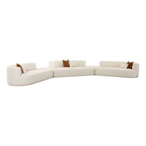 Pemberly Row Transitional Cream Boucle 5-Piece Modular Sectional