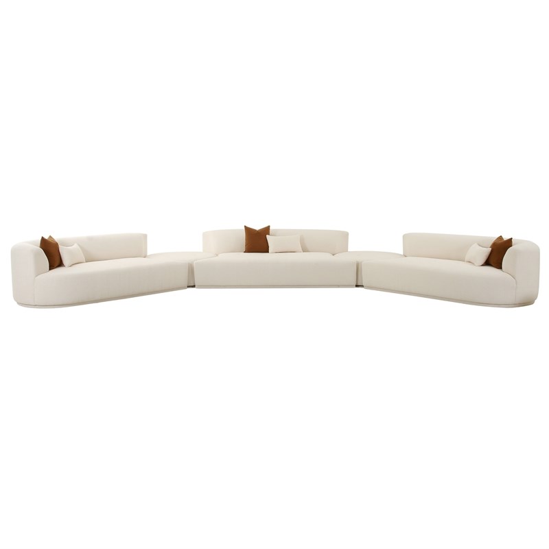 Pemberly Row Transitional Cream Boucle 5-Piece Modular Sectional