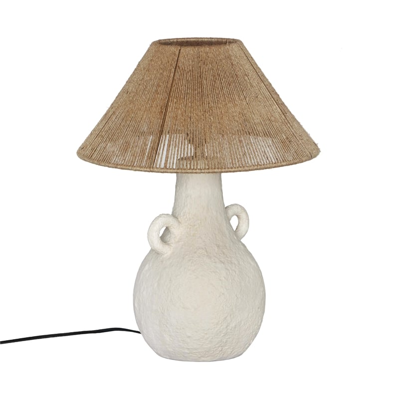 Pemberly Row Transitional Natural & White Ceramic Table Lamp