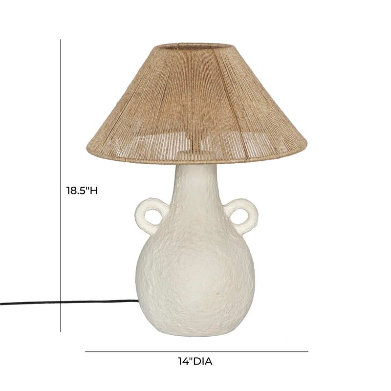 Pemberly Row Transitional Natural & White Ceramic Table Lamp