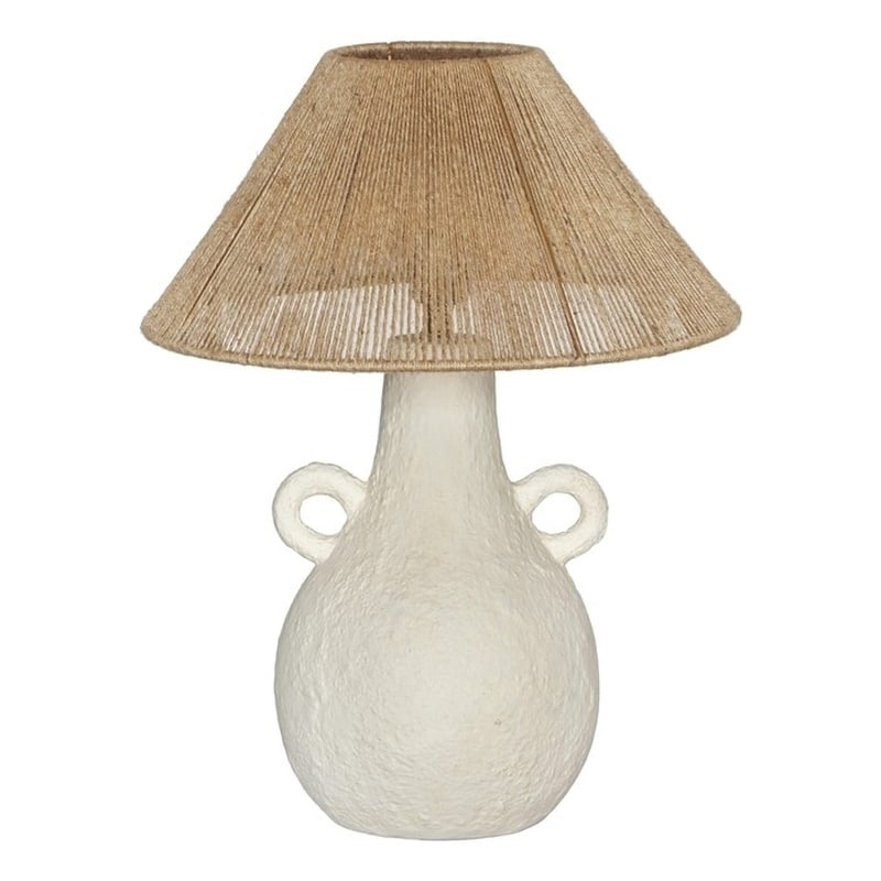 Pemberly Row Transitional Natural & White Ceramic Table Lamp