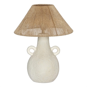 Pemberly Row Transitional Natural & White Ceramic Table Lamp