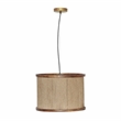 Pemberly Row Transitional Natural Mango Wood and Jute Pendant Lamp
