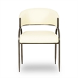 Pemberly Row Cream Vegan Leather and 2-Tone Jacquard Dining Chair