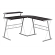 Pemberly Row Corner Computer Desk Home Office L-Shape Metal Brown Grey