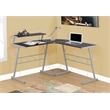 Pemberly Row Corner Computer Desk Home Office L-Shape Metal Brown Grey