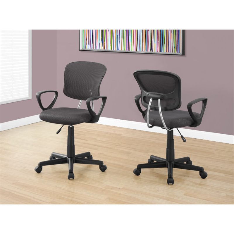 Pemberly Row Office Chair Swivel Ergonomic Armrests Juvenile Metal Grey