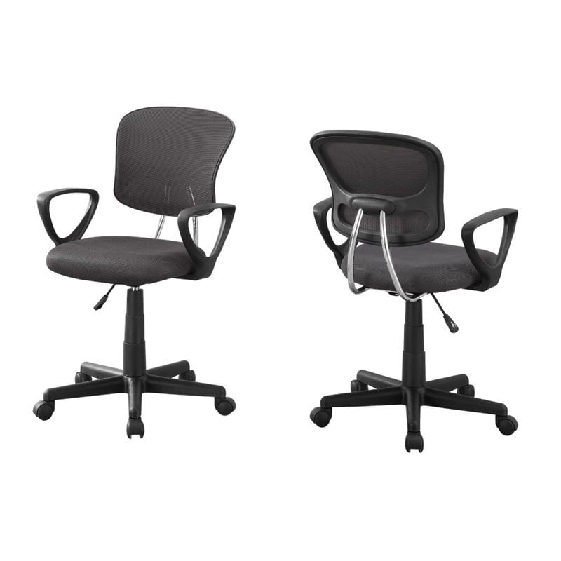 Pemberly Row Office Chair Swivel Ergonomic Armrests Juvenile Metal Grey