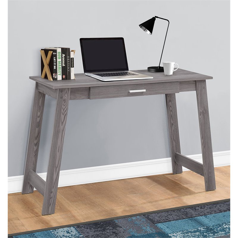Pemberly Row Computer Desk Home Office Laptop Storage Drawers Laminate Grey