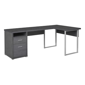Pemberly Row Corner Computer Desk Home Office 80&quotL L-Shape Metal Grey